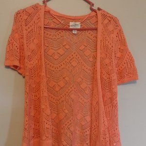 NWT - St. John's Bay peach Crocheted Sweater shrug - PM